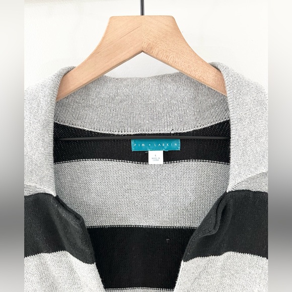 Anthropologie Pim + Larkin Cardigan Gray and Black Stripe Size Large - Picture 4 of 5
